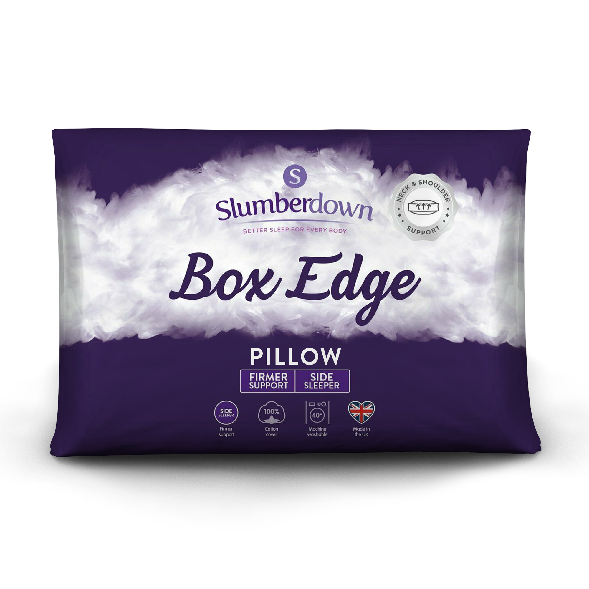 Slumberdown&#x20;Box&#x20;Edge&#x20;Firm&#x20;Support&#x20;Side&#x20;Sleeper&#x20;Pillow,&#x20;1&#x20;Pack