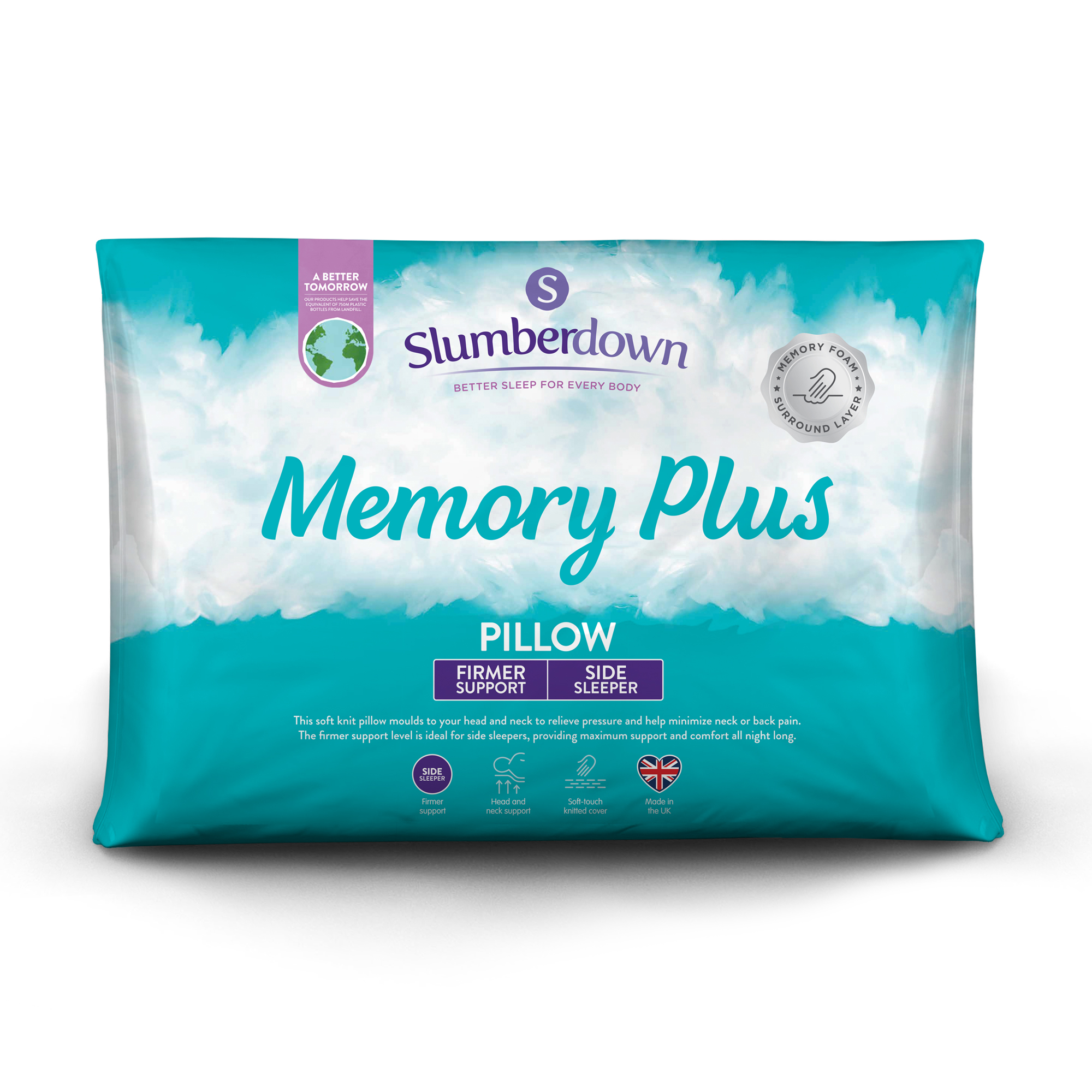 Slumberdown&#x20;Memory&#x20;Plus&#x20;Firm&#x20;Support&#x20;Side&#x20;Sleeper&#x20;Pillow,&#x20;1&#x20;Pack