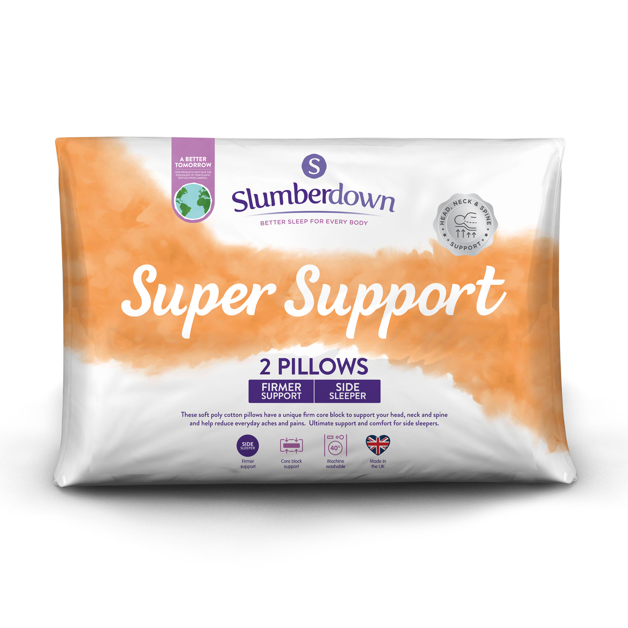 Slumberdown&#x20;Super&#x20;Support&#x20;Firm&#x20;Support&#x20;Side&#x20;Sleeper&#x20;Pillow,&#x20;2&#x20;Pack