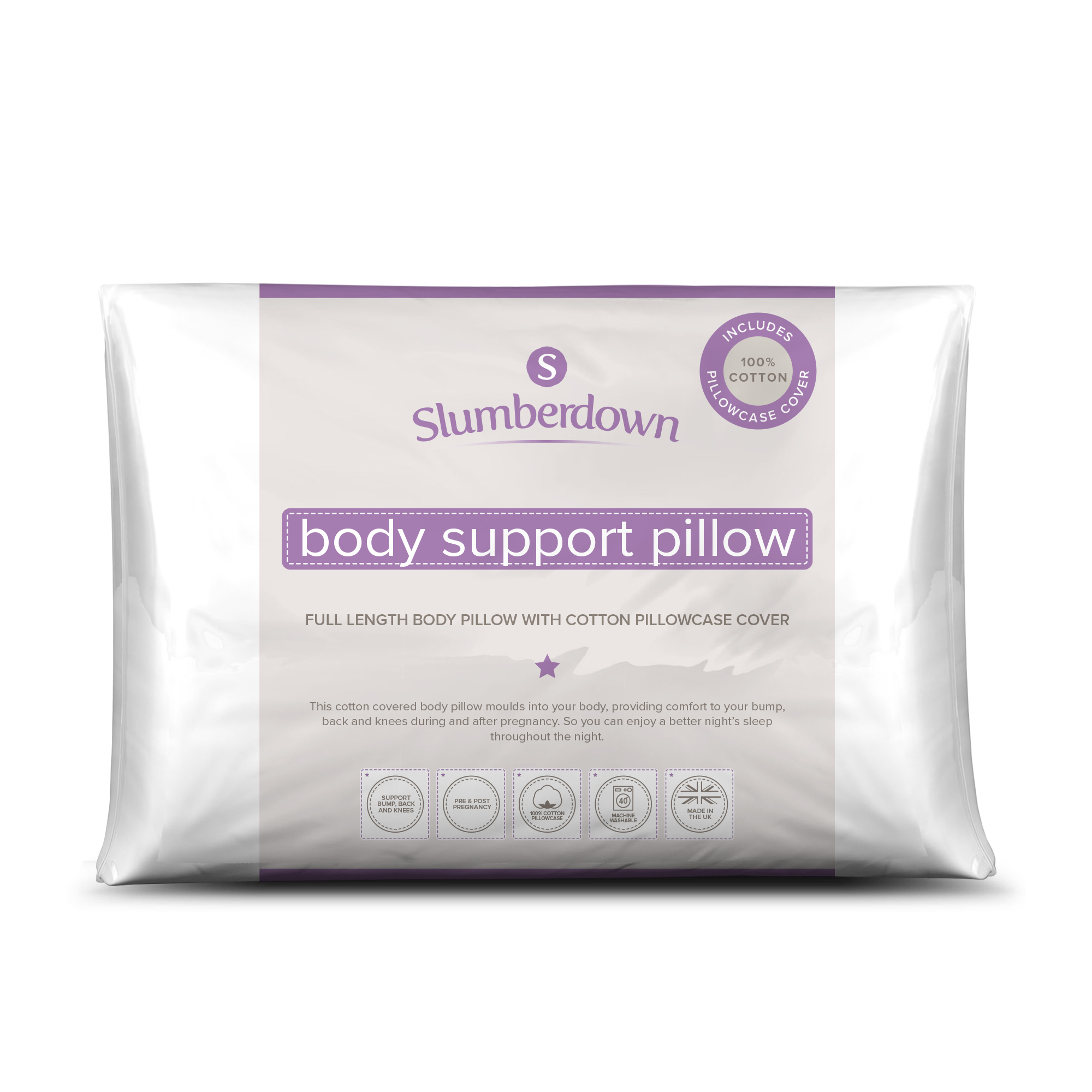 Slumberdown&#x20;Body&#x20;Support&#x20;Pillow&#x20;and&#x20;Pillowcase