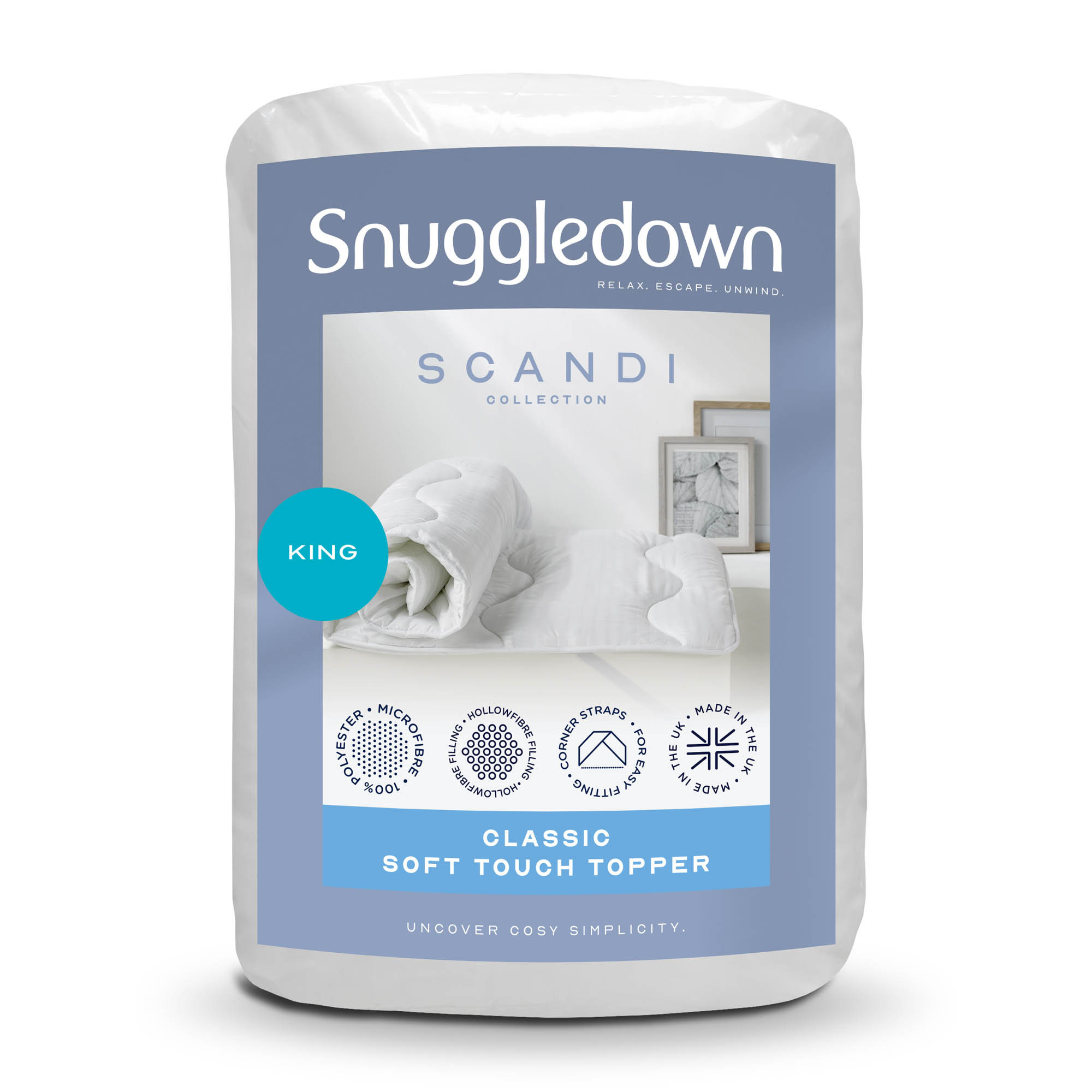 Snuggledown Scandinavian Hollowfibre Mattress Topper - King