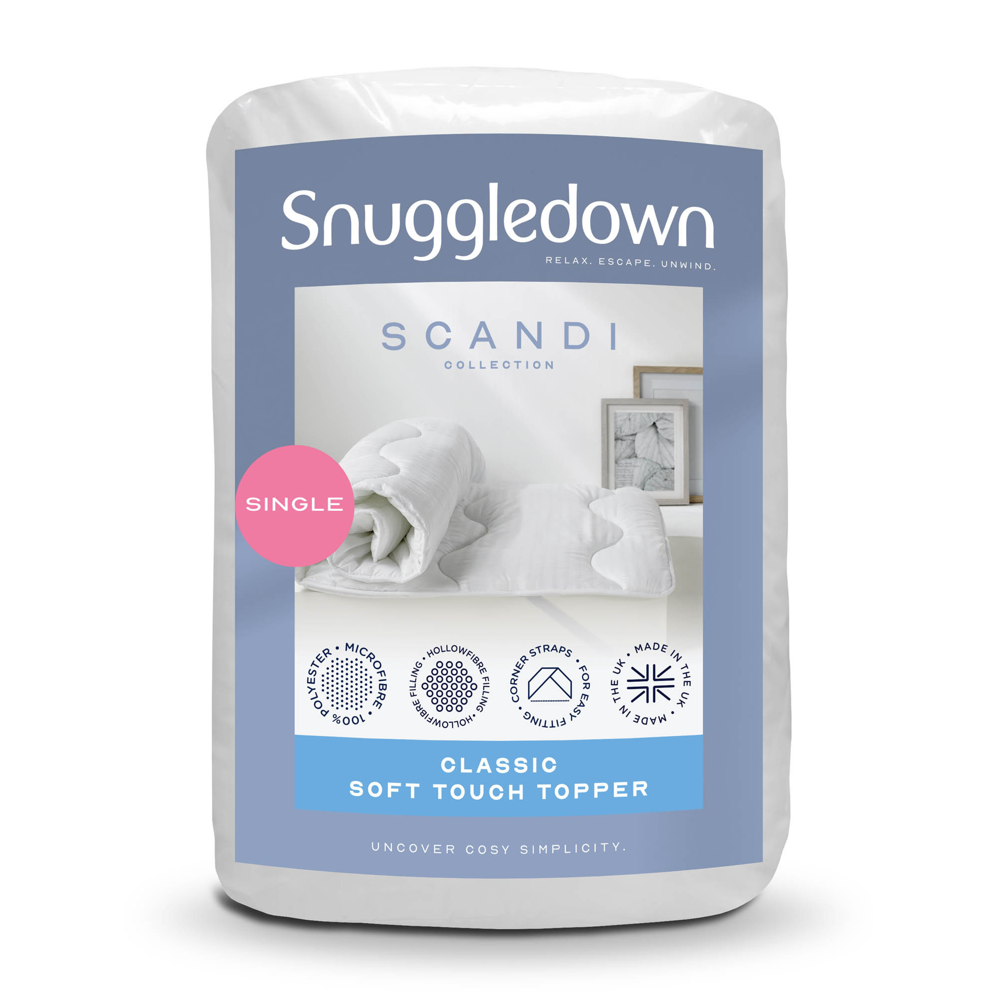 Snuggledown Scandinavian Hollowfibre Mattress Topper - Single
