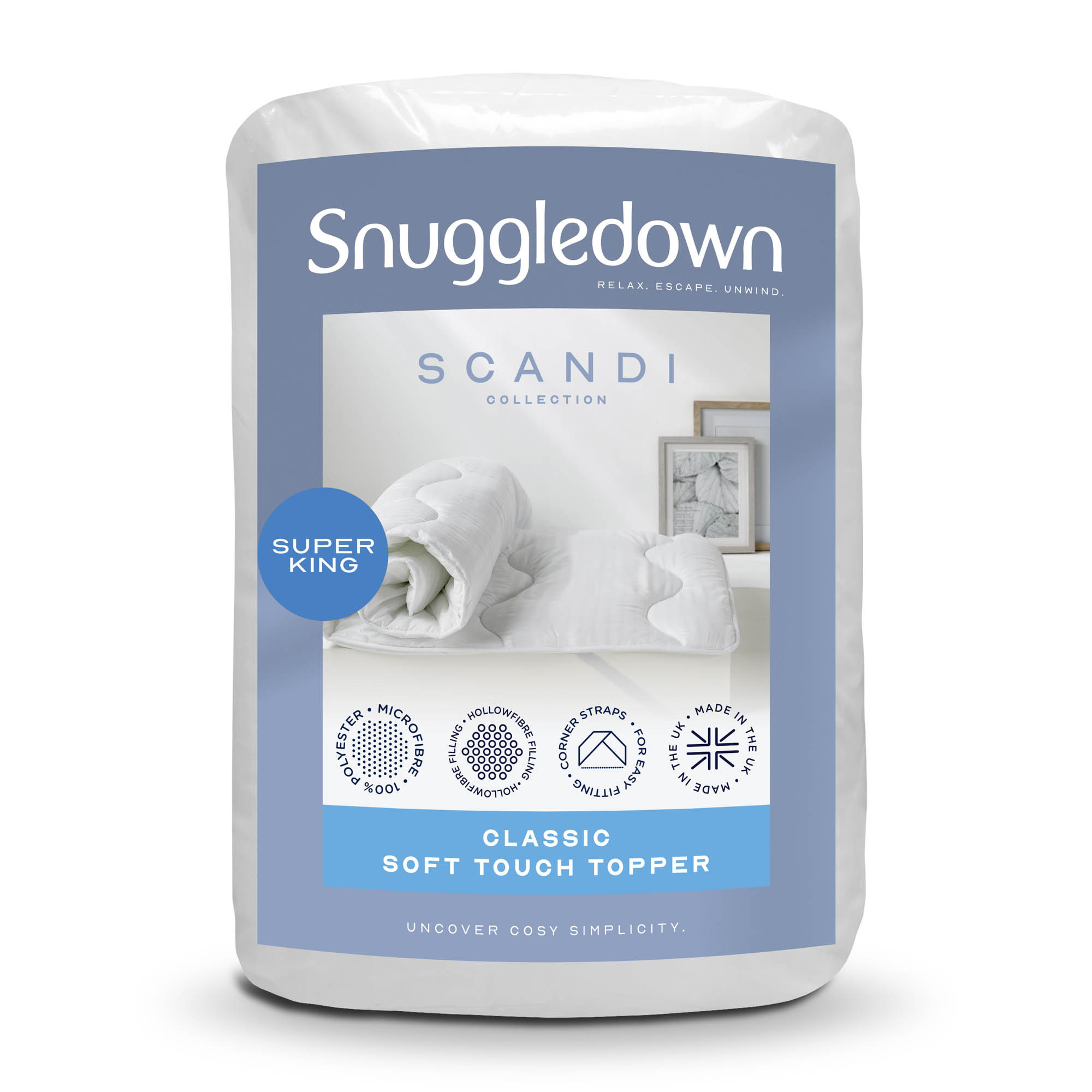 Snuggledown Scandinavian Hollowfibre Mattress Topper - Super King